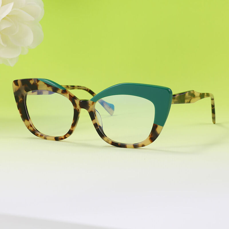 Caswell Cat Eye Grüne Schildkröte Brille