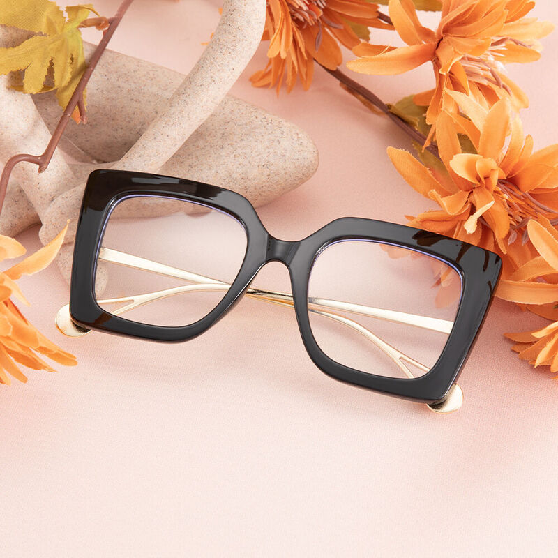 Leah Cat Eye Black Glasses