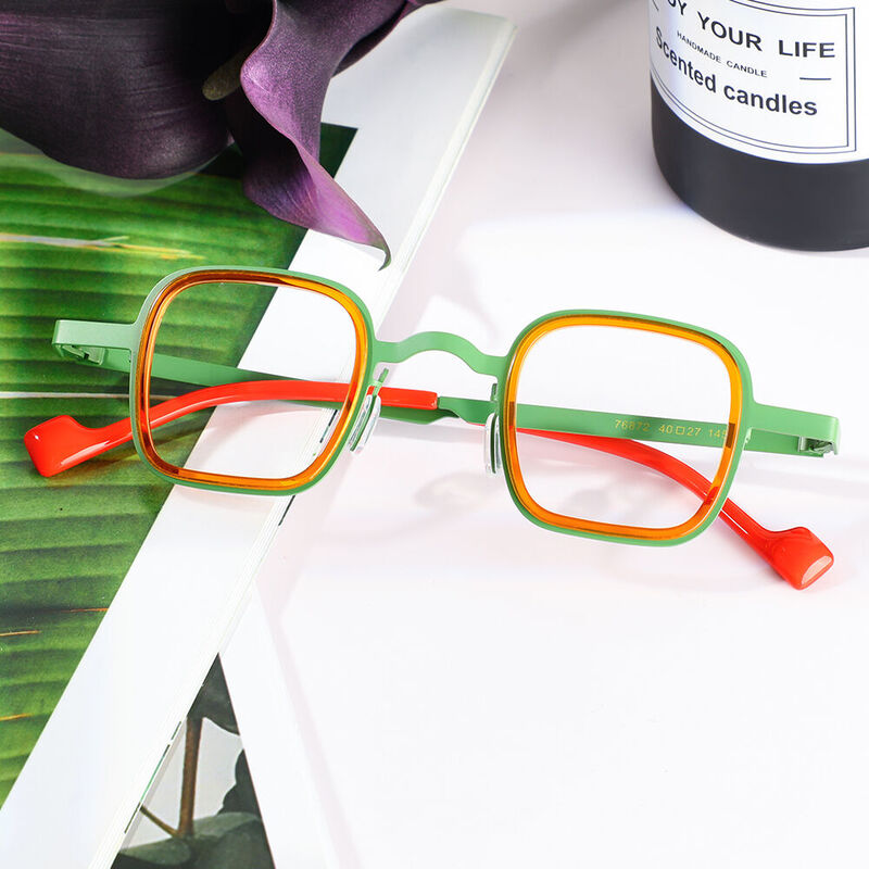 Benjamie Quadratische Grüne Brille