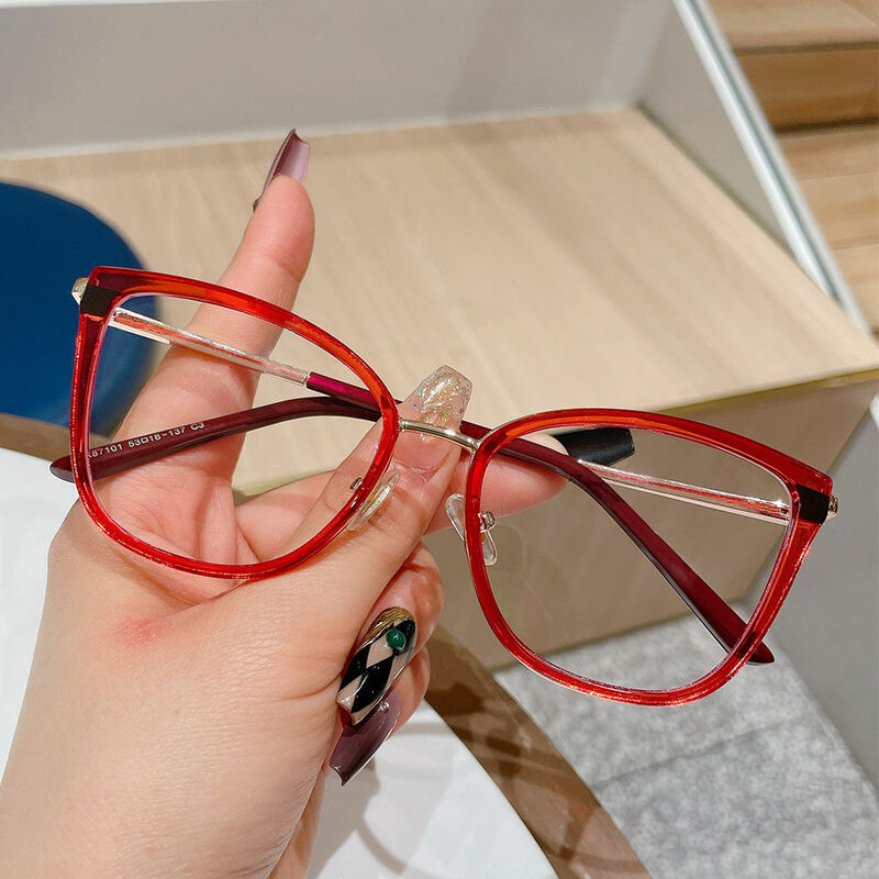 Bowen Cat Eye Red Glasses