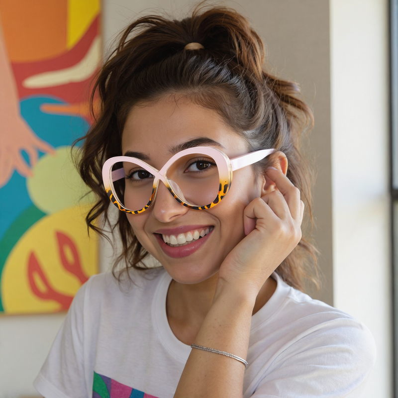 Destiney Round Pink Tortoise Glasses