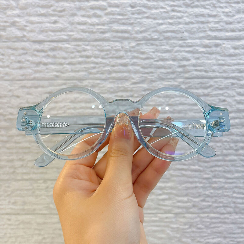 Viviam Round Blue Glasses