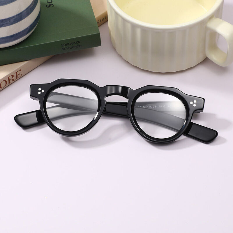 Cedrica Round Black Glasses