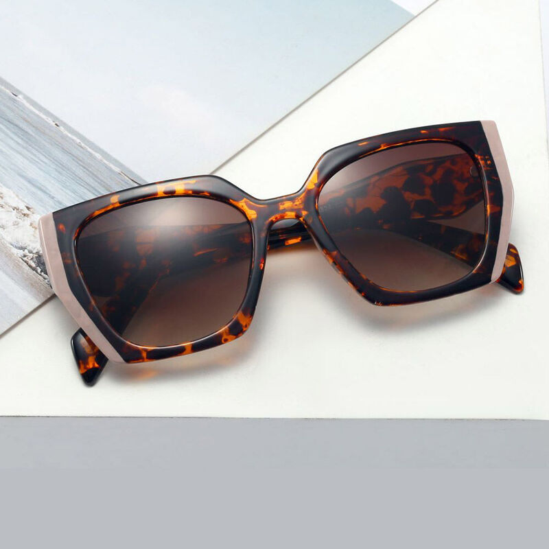 Silvia Square Pink Leopard Sunglasses