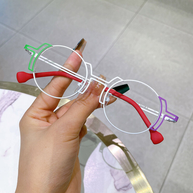 Kathleen Round White Glasses