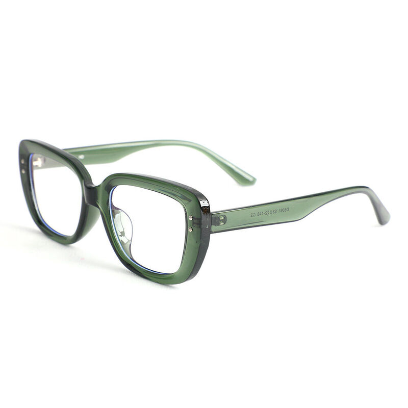 Wallis Rectangle Green Glasses