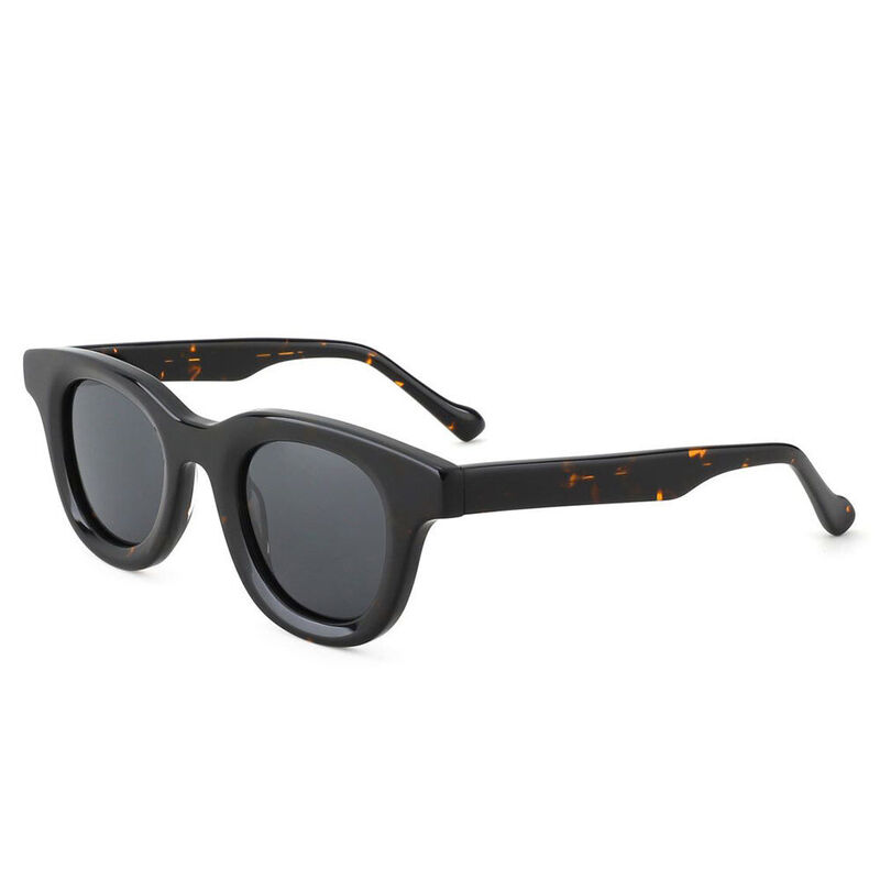 Crest Runde Schwarze Schildkröte Sonnenbrille