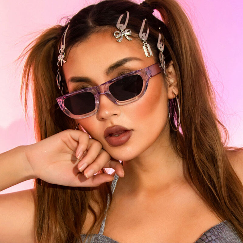 Hanna Geometric Purple Sunglasses