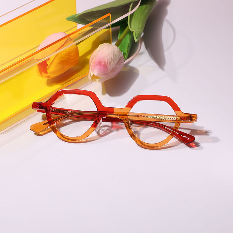 Cecilie Geometric Orange Glasses