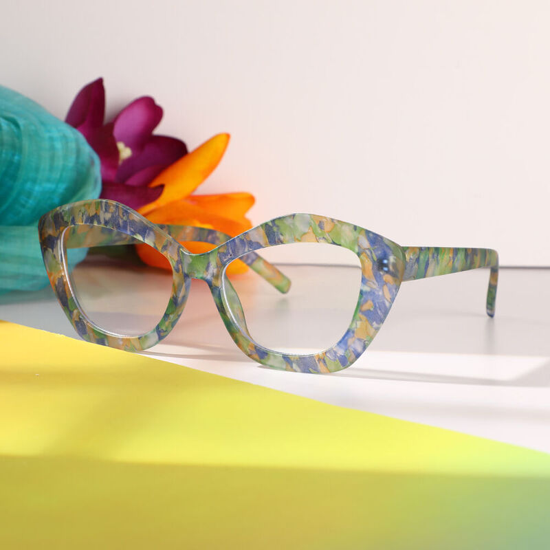 Motley Cat Eye Blue Glasses