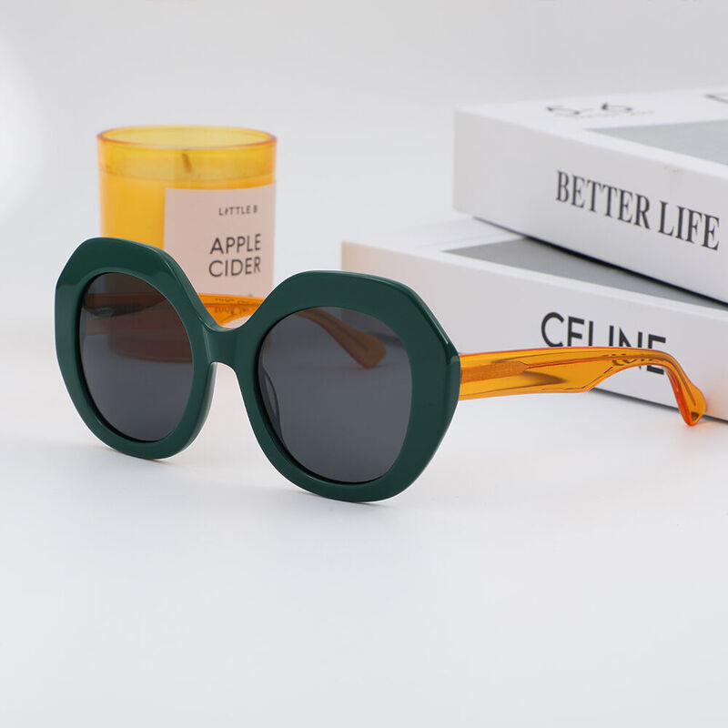 Seahigh Round Green Sunglasses