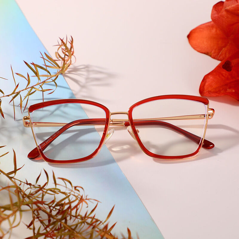 Ellen Cat Eye Red Glasses