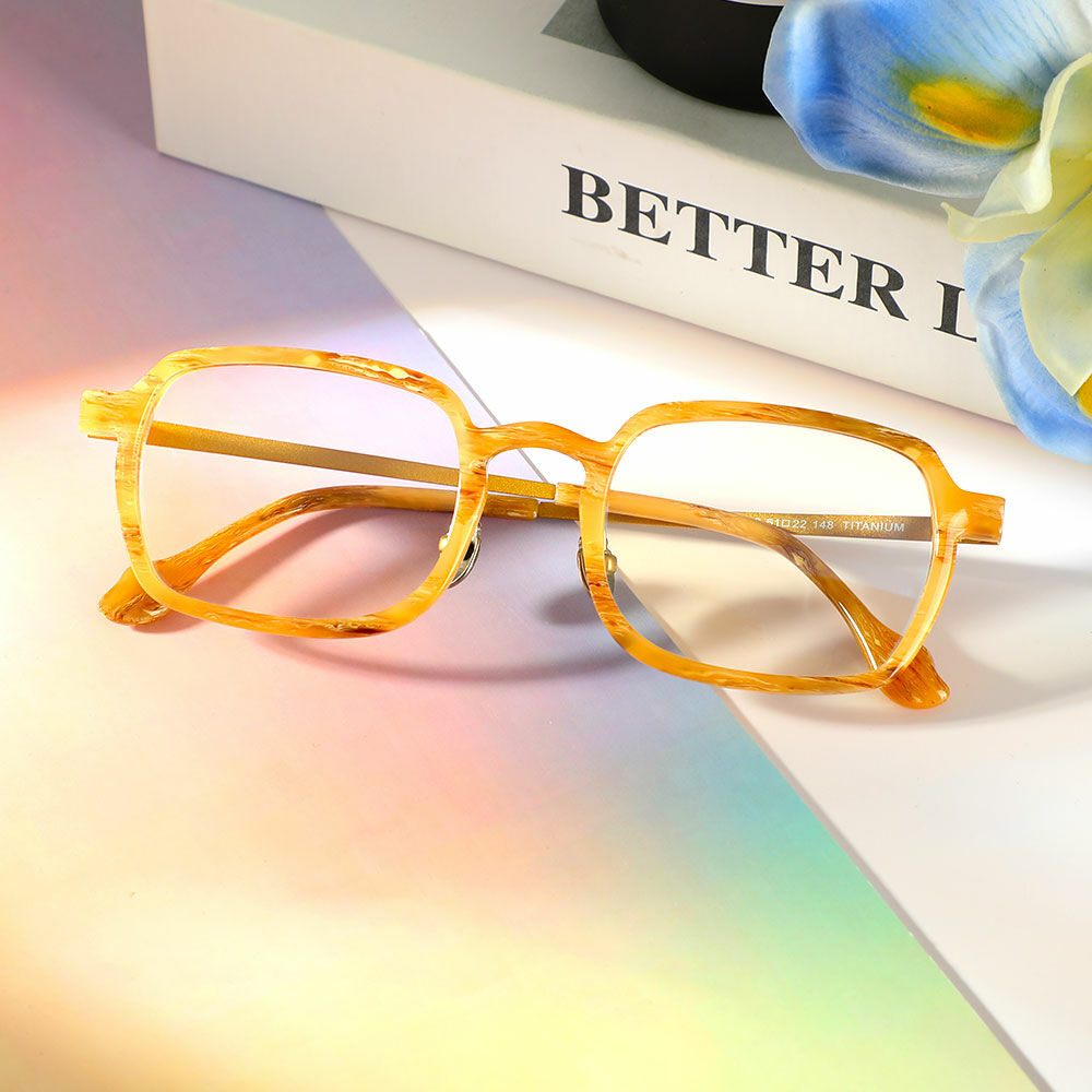 Afra Rectangle Orange Glasses