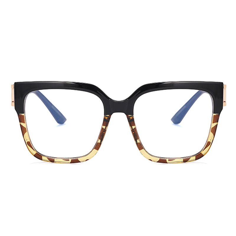 Aileen Square Black Leopard Glasses