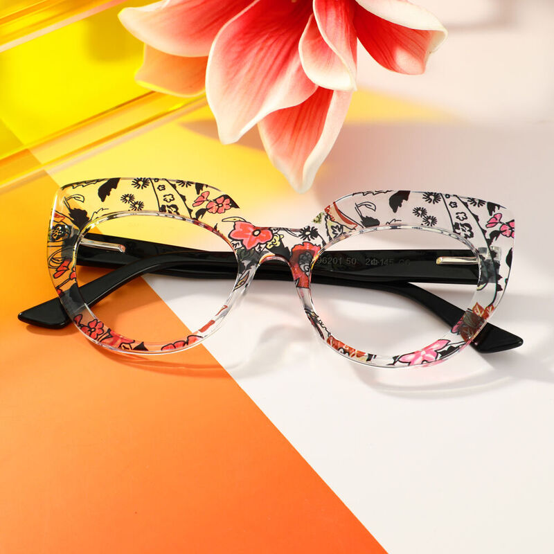 Clyde Cat Eye Blumen Brille