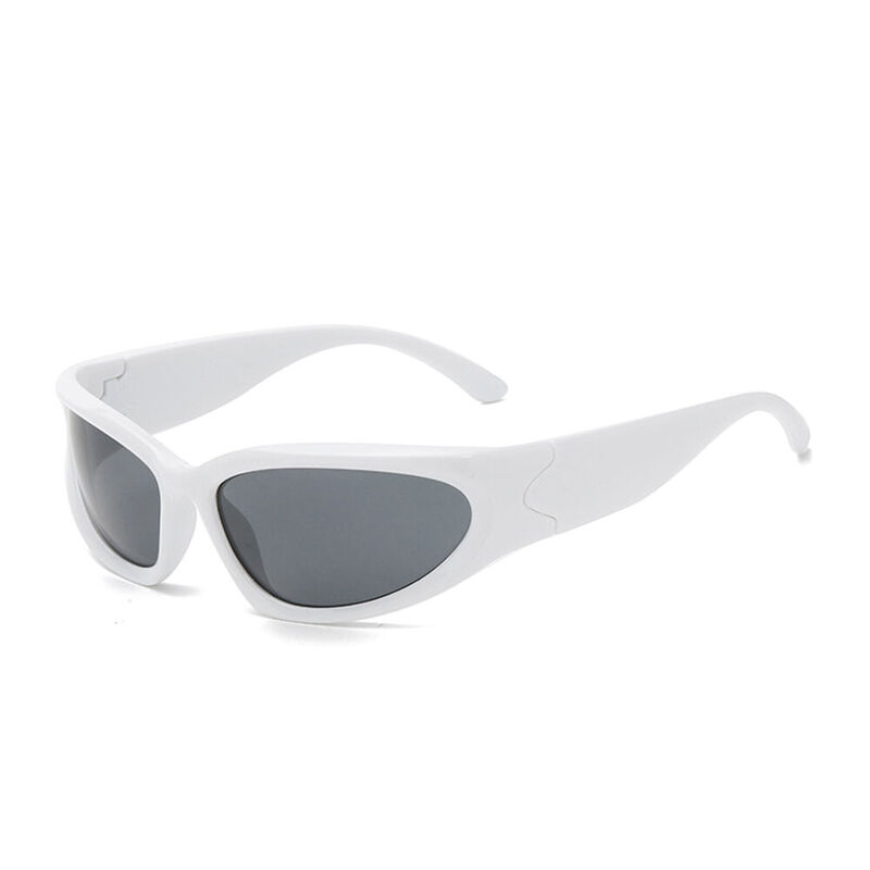 Ashley Oval White Sunglasses
