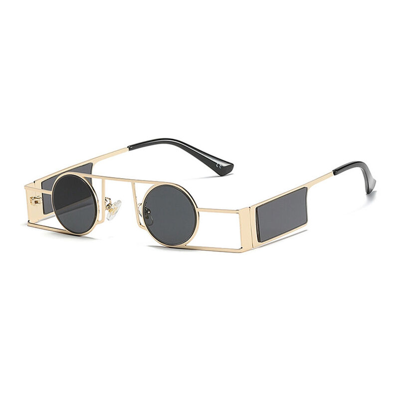 Olga Round Black Sunglasses