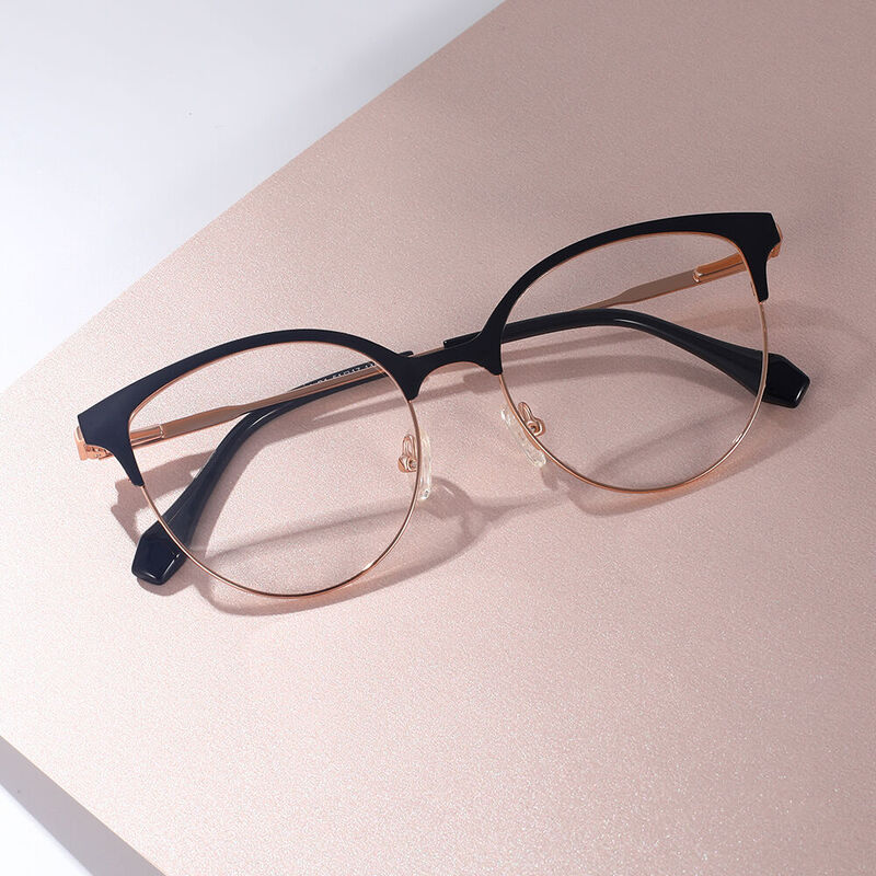 Sandra Browline Cat Eye Black Glasses