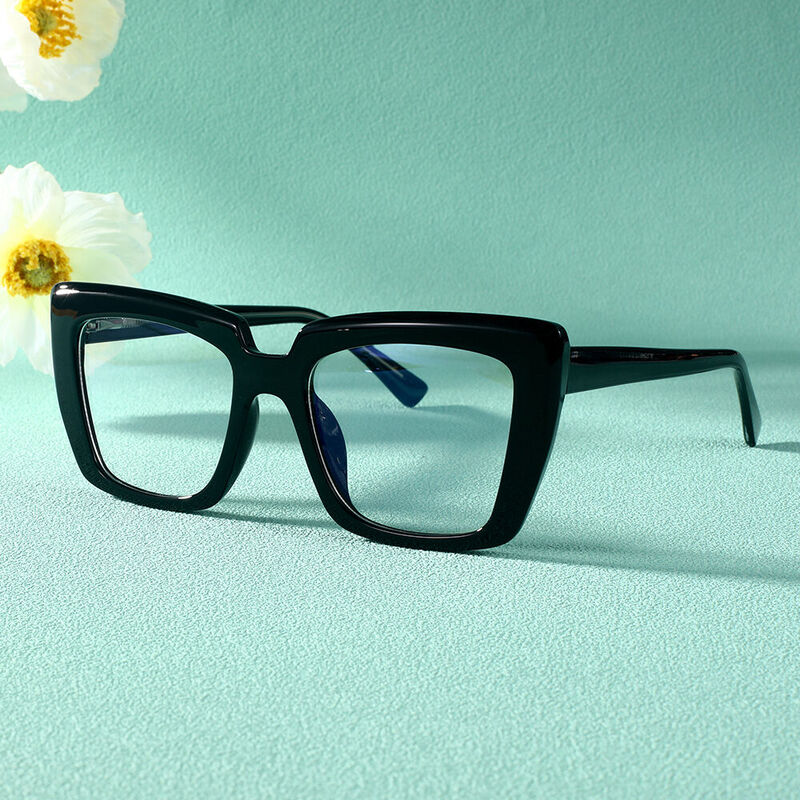 Bright Square Black Glasses