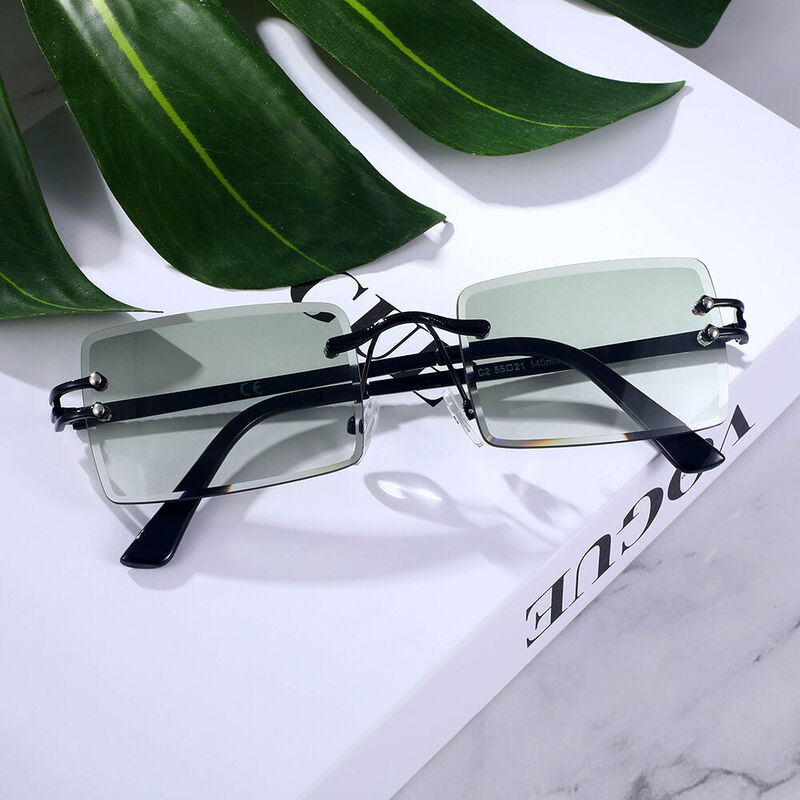 Hue Fantasy Rectangle Green Gradient Sunglasses