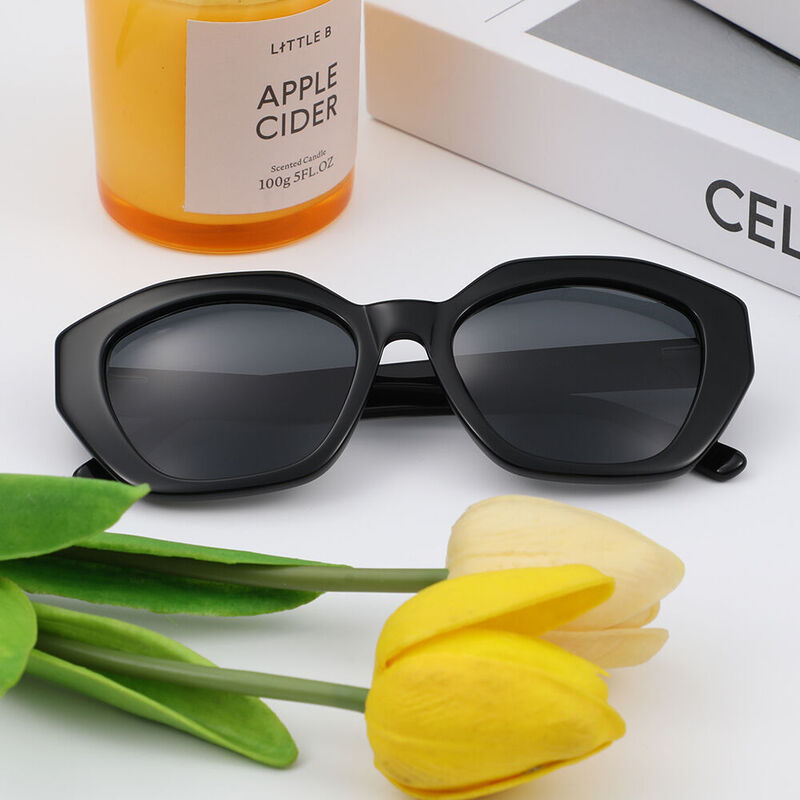 Polly Geometric Black Sunglasses