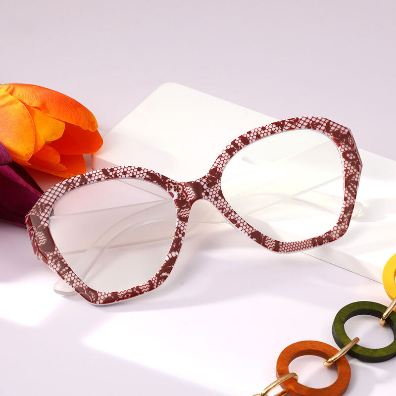 Nydia Geometric Brown Glasses