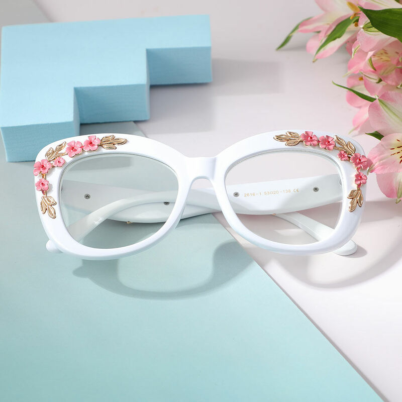 Roneld Cat Eye White Glasses