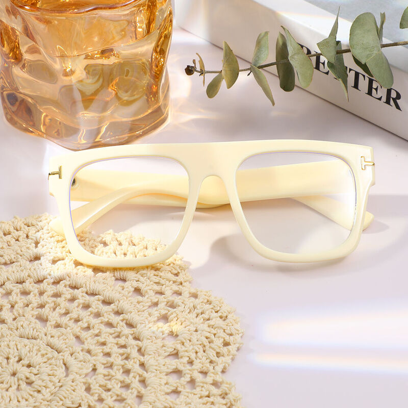 Vibrant Square Beige Glasses