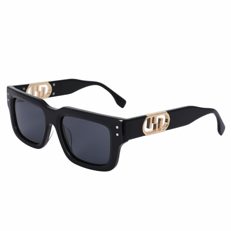 Fidelia Rectangle Black Gold Sunglasses