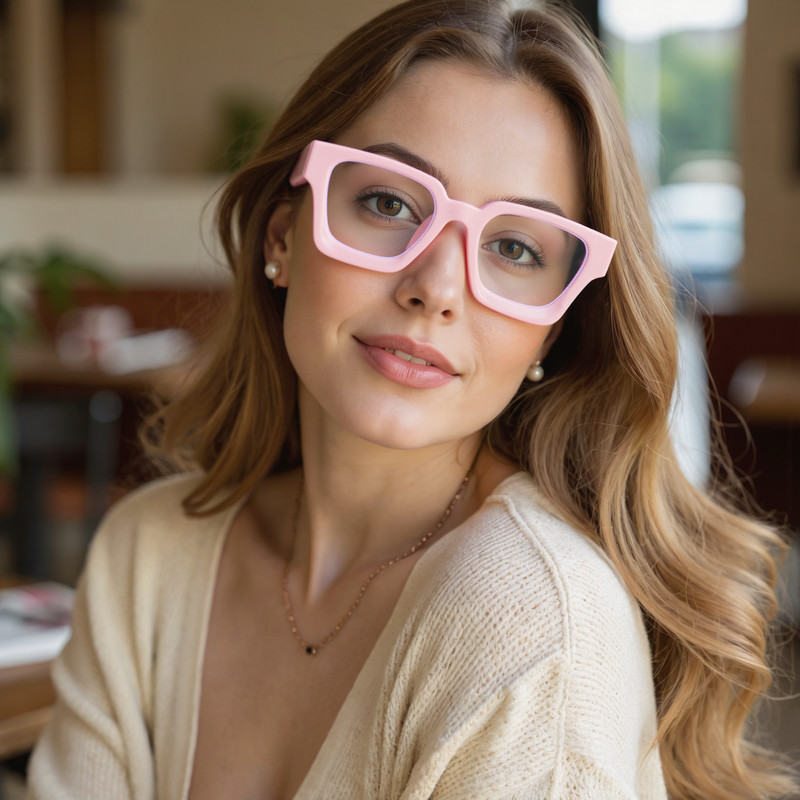 Coral Square Pink Glasses