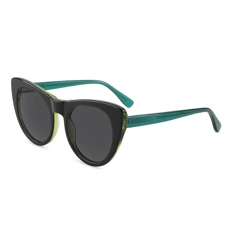 Marsa Cat Eye Black/Green Sunglasses