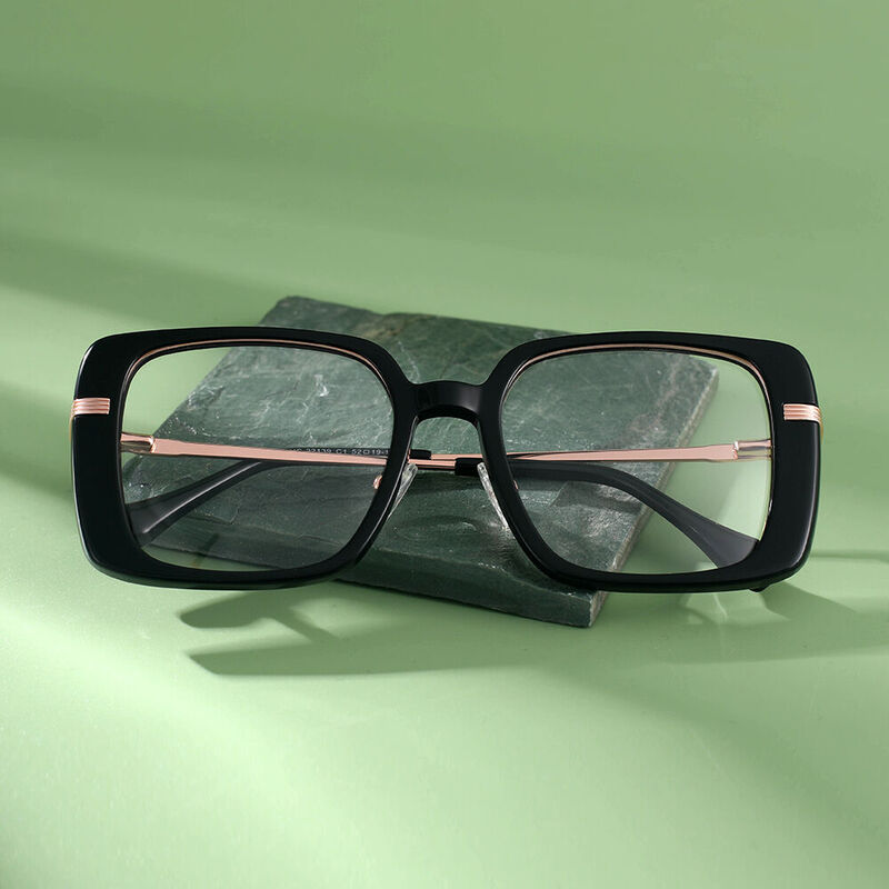 Mirror Geometric Black Glasses