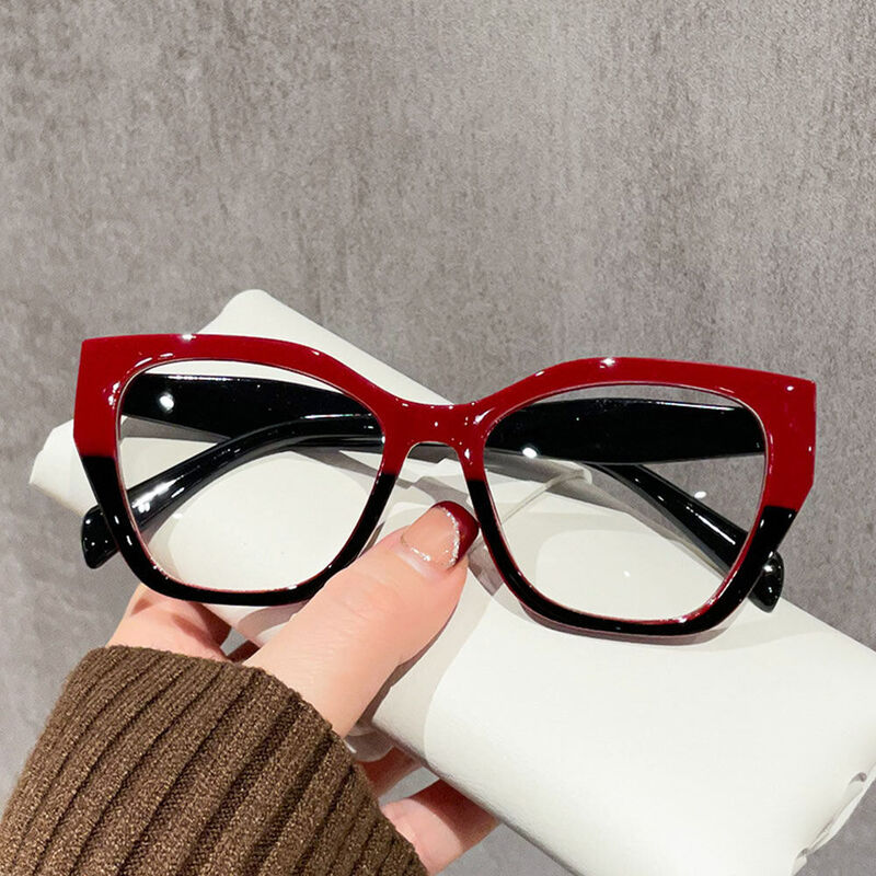 Rita Cat Eye Red Black Glasses