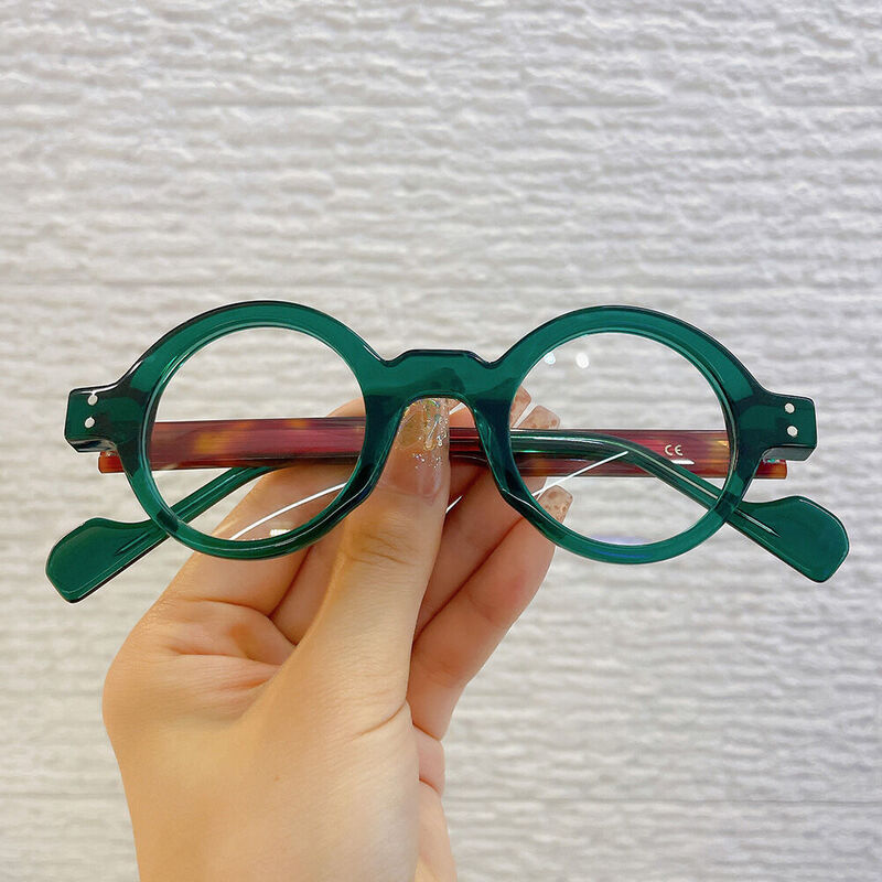 Odelie Round Green Glasses