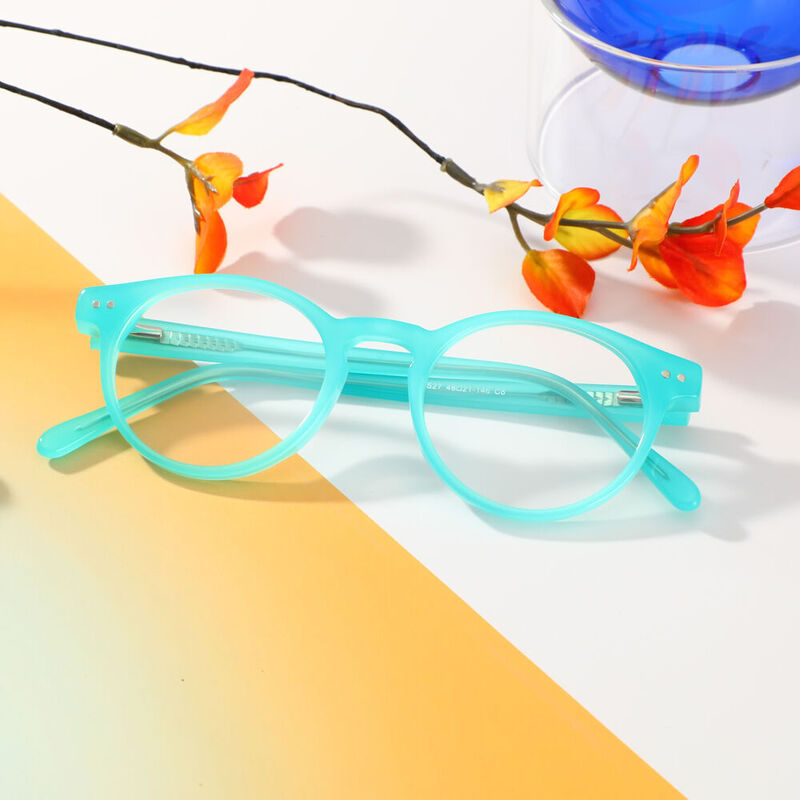 Lucia Round Blue Glasses