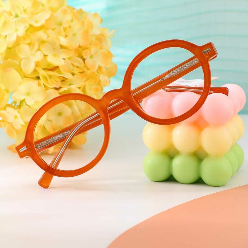 Dwight Round Orange Glasses