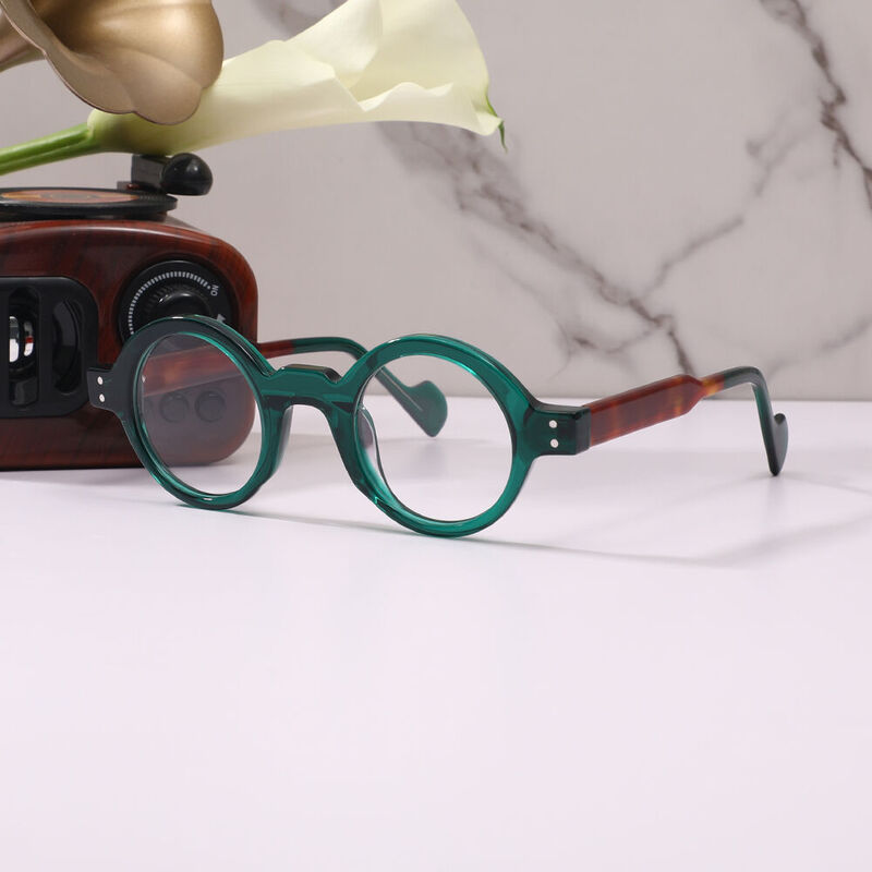 Odelie Round Green Glasses