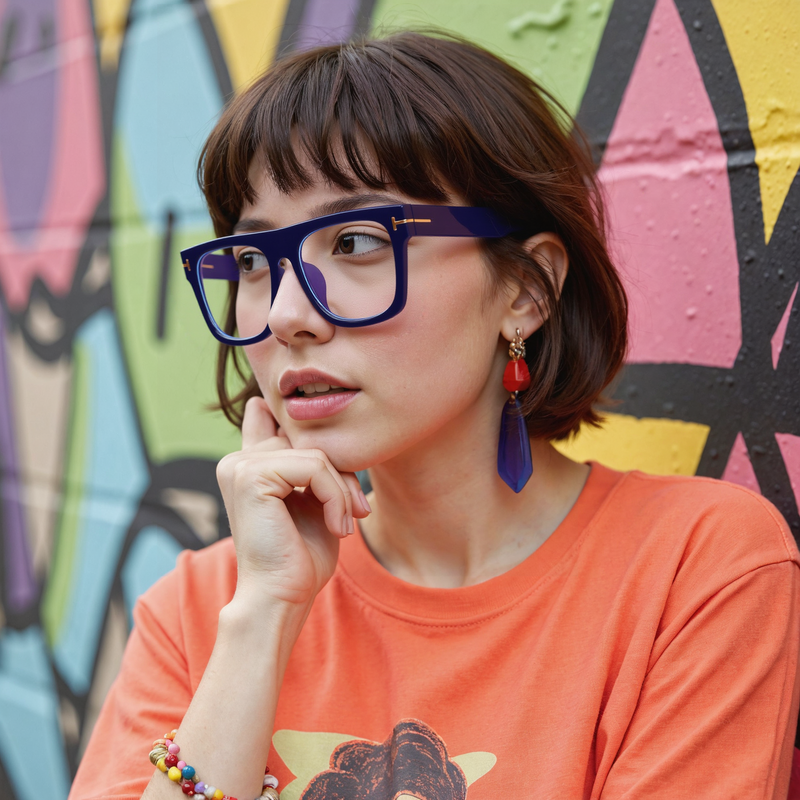 Vibrant Quadratische Blaue Brille