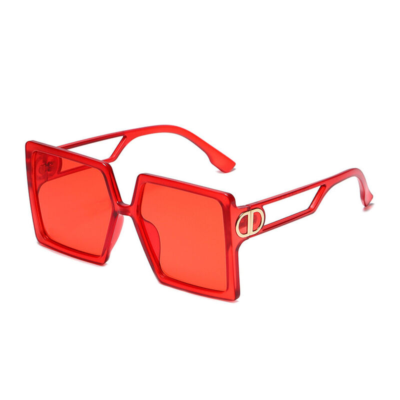 Aspasia Geometric Red Sunglasses