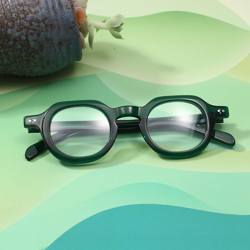 Prima Round Green Glasses