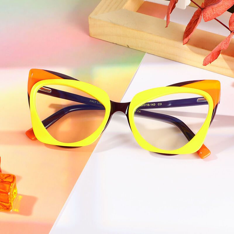 Jessic Cat Eye Yellow Glasses