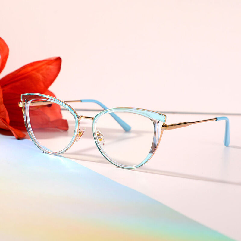 Valentine Cat Eye Blue Glasses