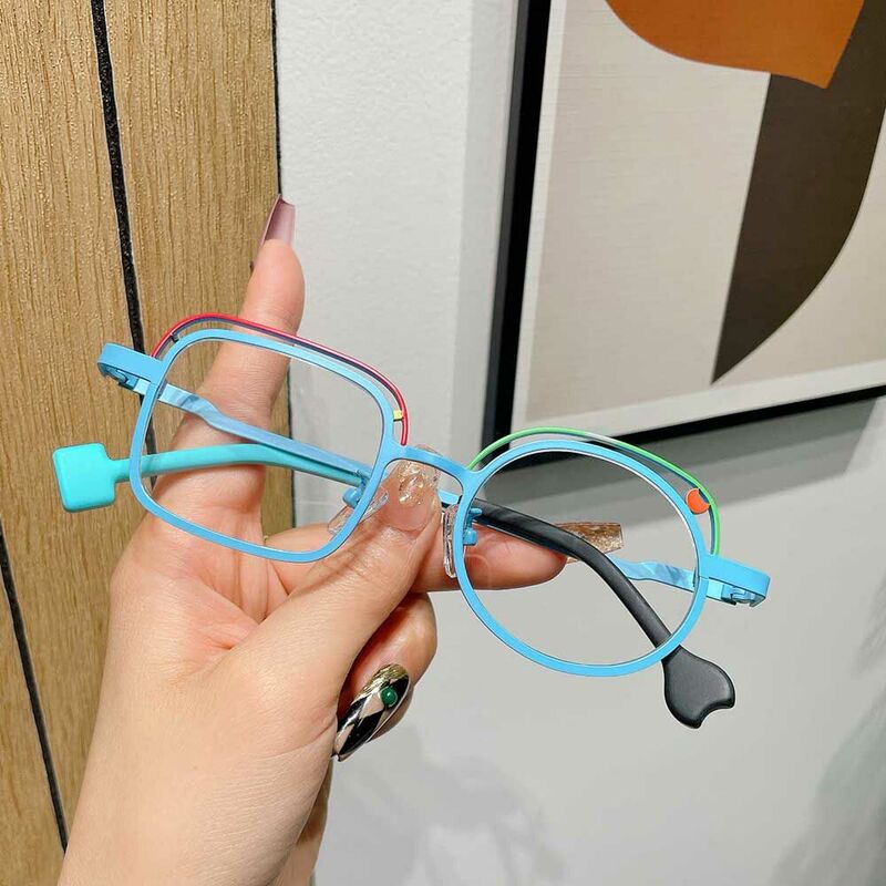 Harrima Square Round Blue Glasses