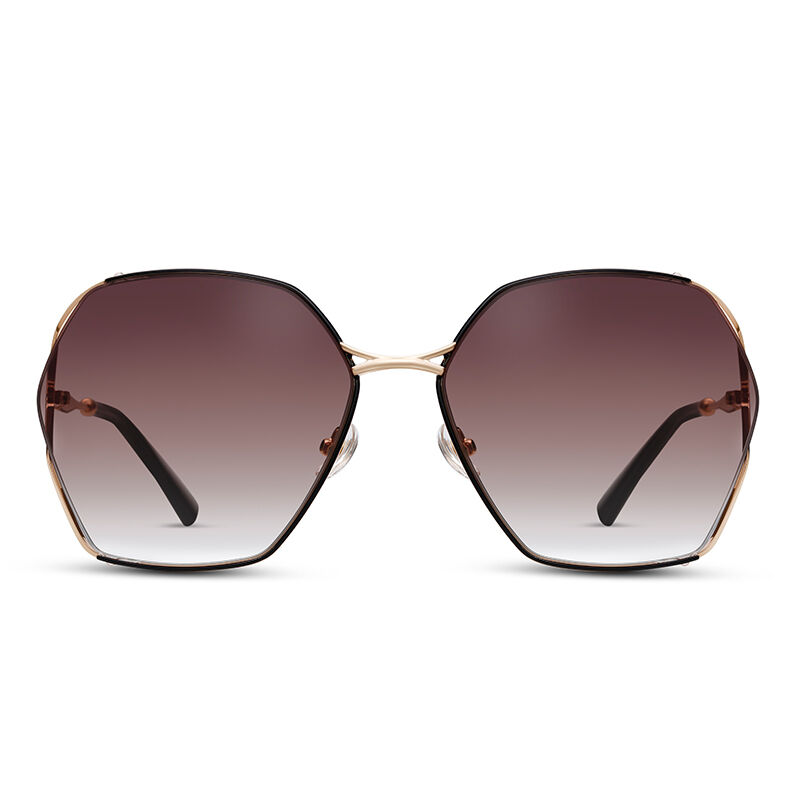 Stand Out Hexagon Brown Gradient Sunglasses