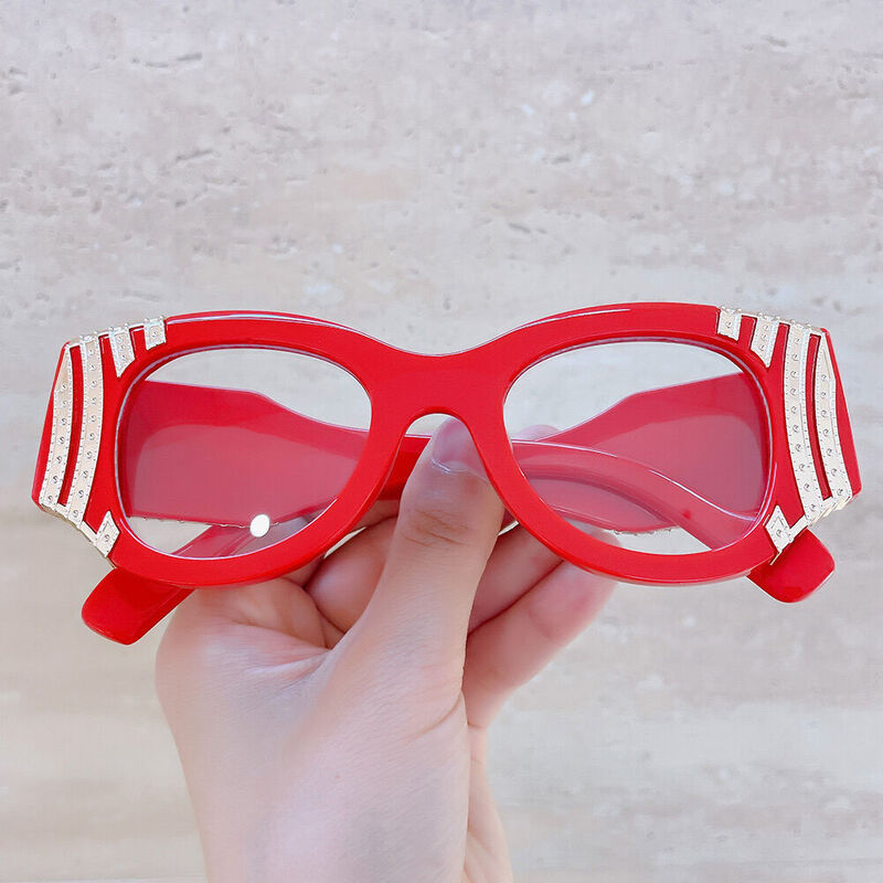 Gilks Oval Red Glasses