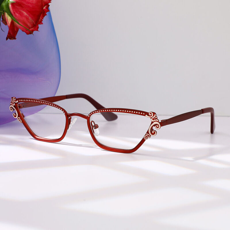 Wheatlae Cat Eye Red Glasses