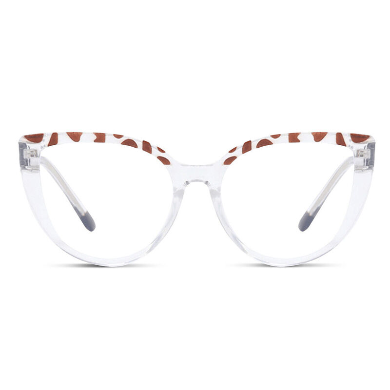 Wesley Cat Eye Leopard Clear Glasses
