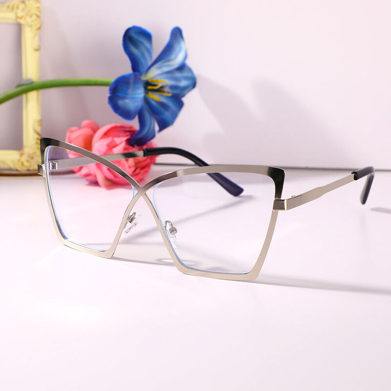 Johnny Cat Eye Silver Glasses