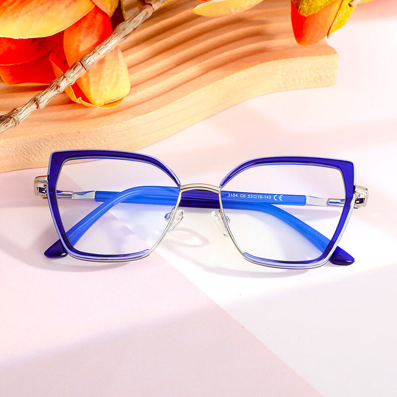 Modesty Cat Eye Blue Glasses