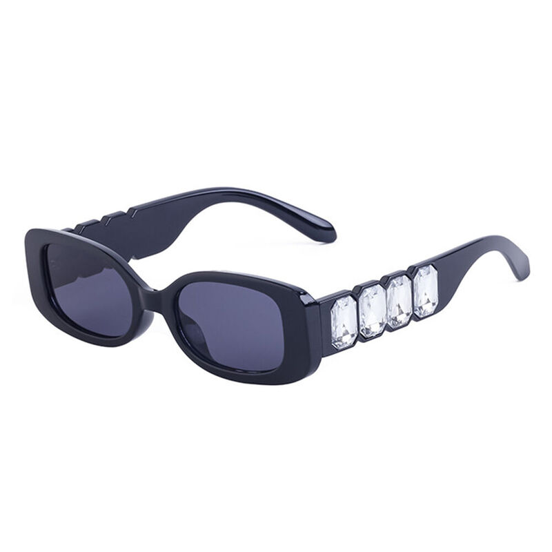 Kim Rectangle Black Sunglasses